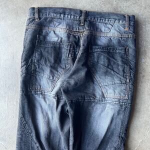 VINTAGE Y2K BLACK JEANS BAGGY WIDE-LEG RAVE FADED 36X32 00S GRUNGE GRAIL